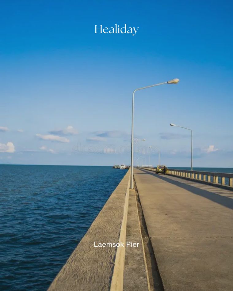 The long sea bridge of Laemsok Pier, Trat